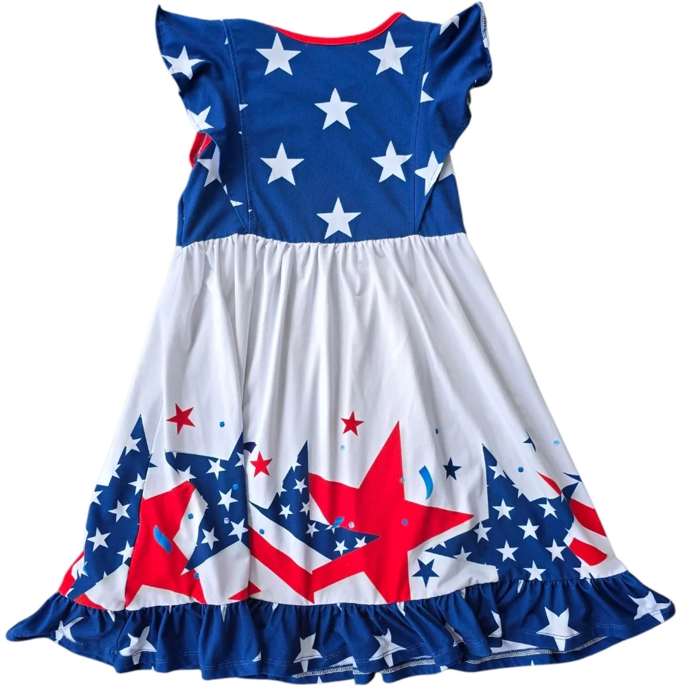 Millie Loves Lily Blue and White Star Pattern Patriotic Dress Size 10